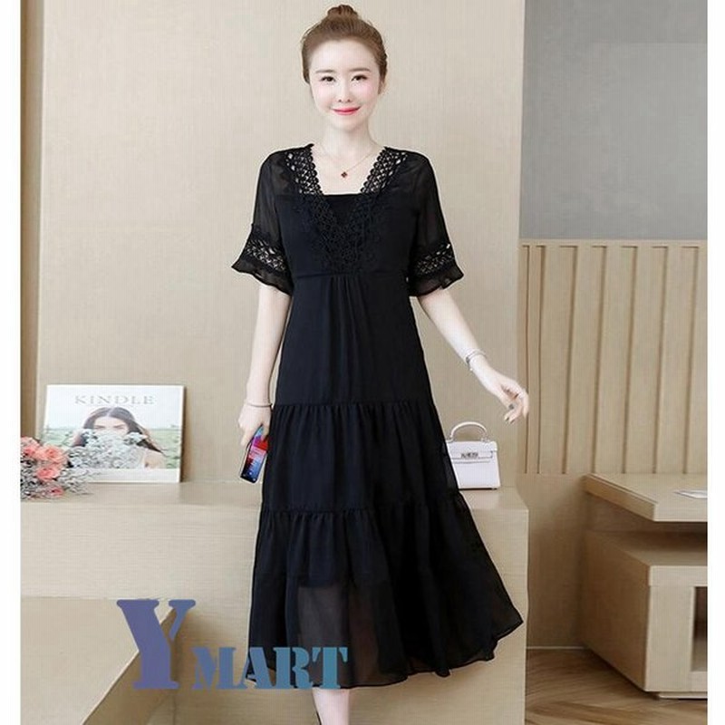 シフォンワンピース 袖付き レディース お出かけ ロング丈ワンピース 通勤オフィス カジュアル パーティードレス 母 ママワンピース お呼ばれ 結婚式 二次会 通販 Lineポイント最大get Lineショッピング