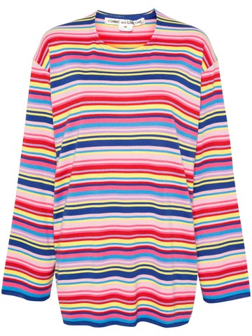 Comme Des Garçons - striped knitted jumper - women - Acrylic/Wool - L - Pink