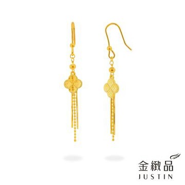 金緻品 黃金垂吊耳環 幸運川流 0.79錢 5G工藝