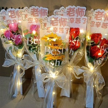 ✨臺灣出貨✨教師節畢業季單隻仿真香皂花學生送老師禮品感恩花束成品幼兒園