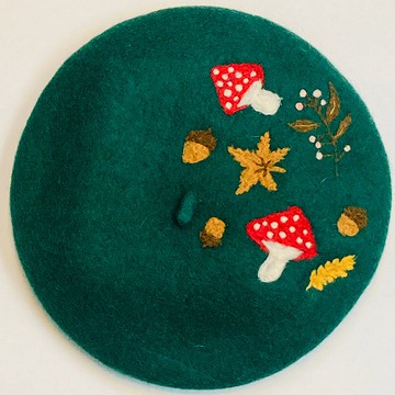 羊毛氈貝蕾帽-  秋色