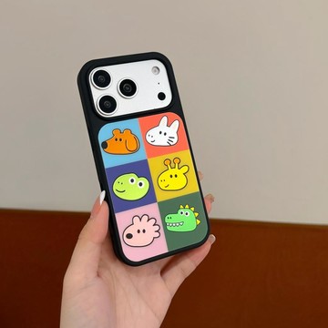 鎏金彩色小動物頭像適用iPhone17promax手機殼蘋果16/15pro華爲M
