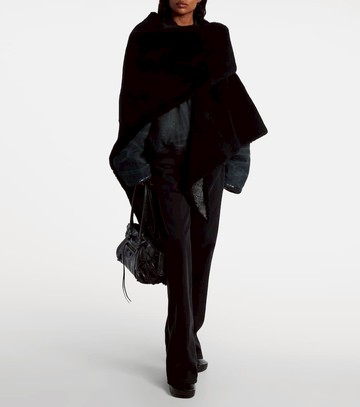 Balenciaga Shearling-trimmed leather scarf