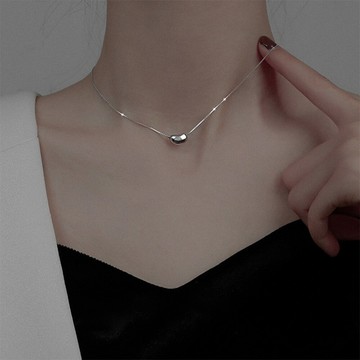 女項鍊 短鍊 鎖骨鍊 S925純銀項鍊 韓系項鍊 相思豆項鍊 豌豆項鍊 水滴項鍊 閨蜜項鍊 090