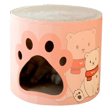 iCat 寵喵樂 特大雙層貓掌款貓抓板 瓦楞紙材質  41 x 41 x 36cm  粉色  1個