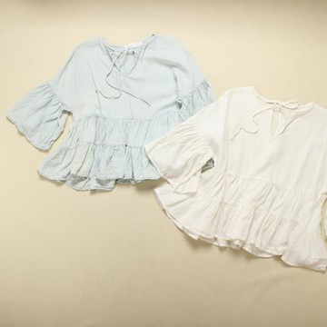 外貿原單出口歐美 J513天絲麻混紡梭織牛仔T恤 女夏秋大碼