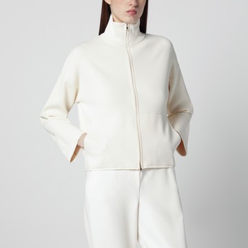 Ivory viscose-blend zip-up sweatshirt