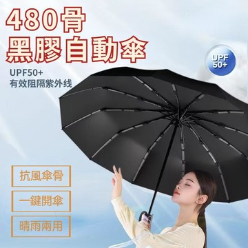 黑膠防曬自動傘 480骨黑膠自動傘 折疊自動傘 480骨自動傘 晴雨傘 折疊傘 輕量傘 抗風傘 777