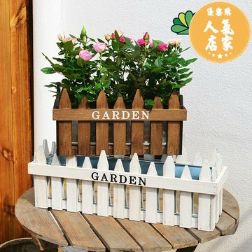 花盆 種菜盆 長方形木柵欄花盆北歐實木防腐綠植陽台裝飾復古創意家用盆栽花盆