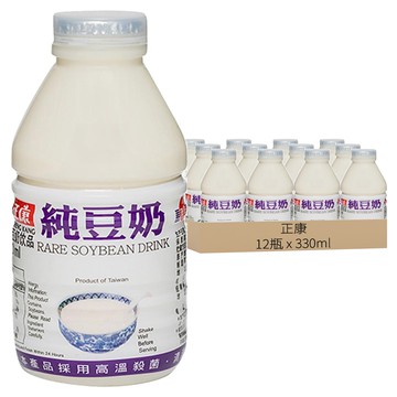 正康 純豆奶 原味，台灣在地農產品，優質大豆蛋白，植物蛋白飲料  330ml  12瓶