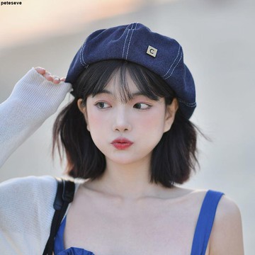 【酷辣妹貝雷帽】新款八角帽 秋冬貝雷帽 女 蓓蕾帽 牛仔 大頭圍 圓臉顯臉小 畫家帽 帽 帽子 辣妹 大頭圍帽子 紅色帽