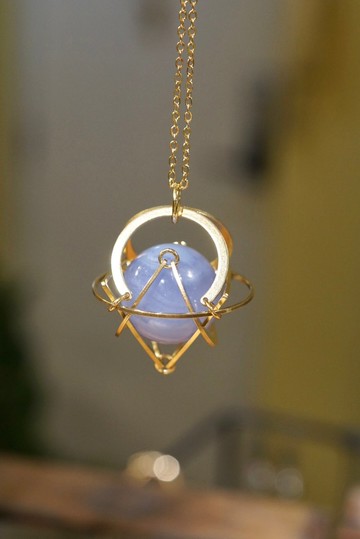 藍紋瑪瑙 星球 項鍊 頸鏈 簡約 中性 聖誕禮物 聖誕包裝 男友禮物