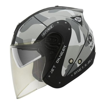 THH 安全帽 T386N 海軍 平光黑灰 內墨鏡 金屬排齒扣 抗UV400 耳機曹 半罩