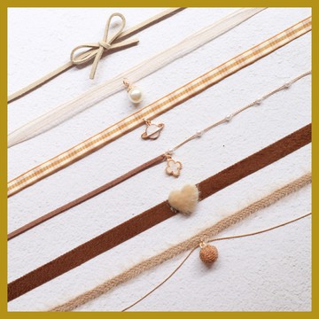 棕色四葉草吊墜絲絨原宿頸帶頸鏈項圈 choker鎖骨鏈項鏈女