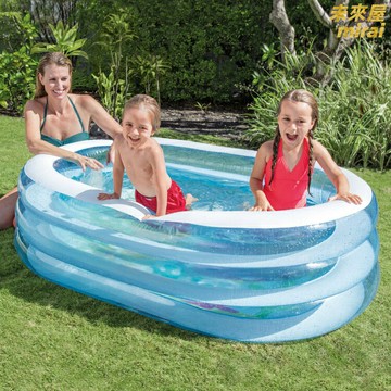 【加厚PVC】充氣游泳池 兒童游泳池 洗澡池 戲水池 家庭水池 戶外水池 透明橢圓造型 夏季玩水 家庭庭院適用