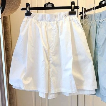 水洗棉大碼寬松短褲子女夏高腰休閑顯瘦高腰五分闊腿褲 日系穿搭 大尺碼短褲 a字短褲 短褲女 涼感短褲 休閒短褲 高腰短褲