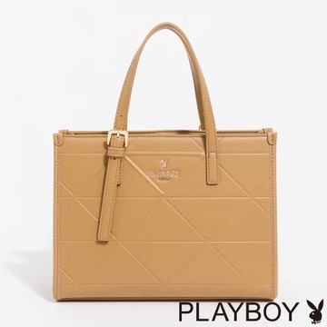 PLAYBOY - 手提包附長背帶  Linear Elegance系列 - 卡其色