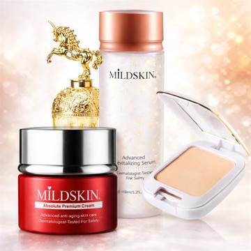 【全效呵護】MILDSKIN 白金光感柔白兩用粉餅5入組+賦活皙白青春露5件組+肌因胜肽活膚精質霜6件組 送ANNA SUI小香水5ml