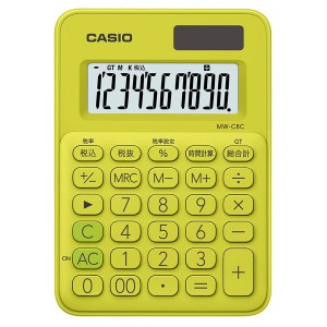 カシオ MW-C8C-YG 電卓　10桁 （ライムグリーン）CASIO カラフル電卓 時間計算付ミニミニジャストタイプ[MWC8CYGN] 返品種別A