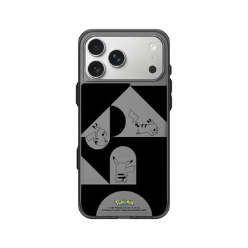 iPhone 17 Pro Max Clear (相機按鈕) 酷墨灰 - 寶可夢 Pokemon - 皮卡丘與積木-黑白版