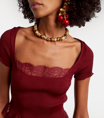 Saint Laurent Scalloped silk satin top