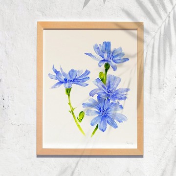 KITCHEN GARDEN 廚房餐廳掛畫 植物水彩複製畫 菊苣裝飾畫