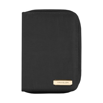 《TRAVELON》對開拉鍊護照包(墨黑)