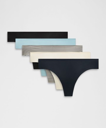 InvisiWear Mid-Rise Thong Underwear 5 Pack Size XS