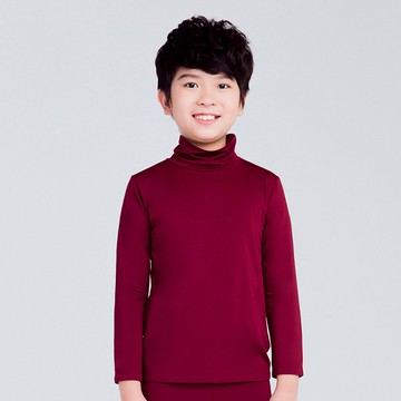 MIT溫灸刷毛高領發熱衣(醇酒紅 童70-150)