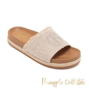 Pineapple Outfitter-渡假風毛尼水鑽平底拖鞋 RAJIV-藕粉色