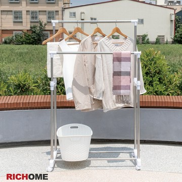 RICHOME 可麗曬衣架(不鏽鋼)(雙桿)(煞車輪設計) 衣架 掛衣架 晾衣架 HA145