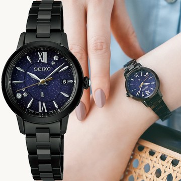 SEIKO 精工 LUKIA 插畫家聯名 限量 星月夜 太陽能電波鑽石女錶(SSVW241J/1B32-0BG0B)