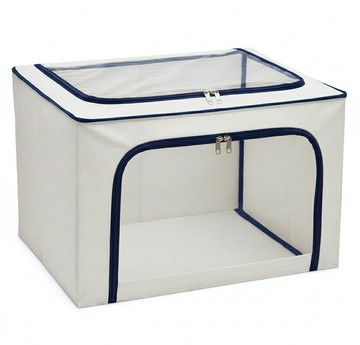 lebon 樂邦 雙開口PVC鋼架拉鍊大容量可疊加收納箱 100L  深藍色  60 x 42 x 40cm  1個