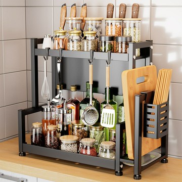 ??快速出貨?? 附發票 廚房調料置物架調料品雙層調料架調味罐醬料收納調料架調味品架子