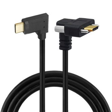 工業相機線彎頭Type-C公對公數據線鍍金usb3.1帶螺絲鎖面板90度雙彎頭帶耳朵16芯3A快充電10Gbps傳輸4K高清