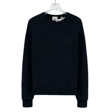(M) burberry 黑色棉質 logo 刺繡長袖上衣