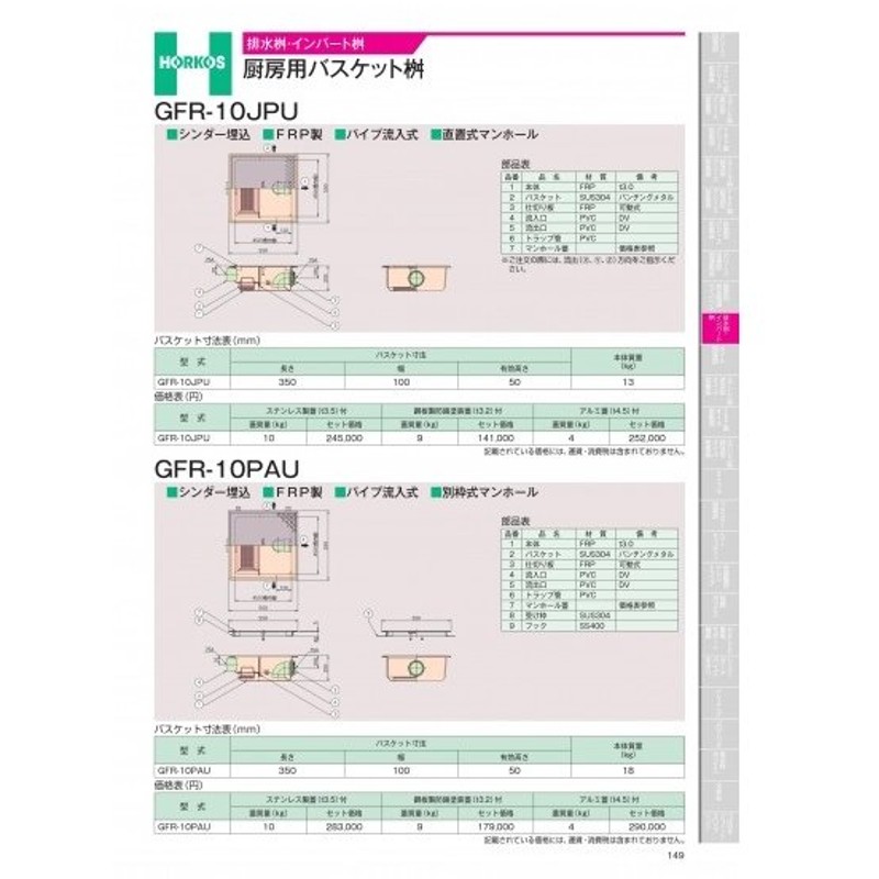 大特価放出！ ホーコス 排水桝・インバート桝 厨房用バスケット桝 丸型バスケット桝 MH-H(かさ上げ式横排水)、MB-HA(別枠蓋式横排水 )、MB-H(直蓋式横排水) MB-H その他 - raffles.mn