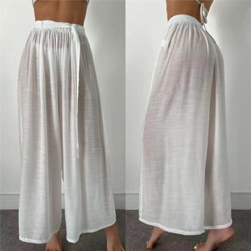 2023新款系帶休閑裹裙式寬松長褲海邊度假防曬服泳衣比基尼沙灘褲