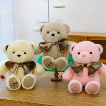 卡通可愛領結小熊毛絨玩具坐姿小熊公仔兒童玩具泰迪熊布娃娃禮物
