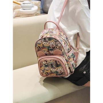 雙肩包女包2025新款原創設計百搭大容量書包休閑卡通小熊帆布背包