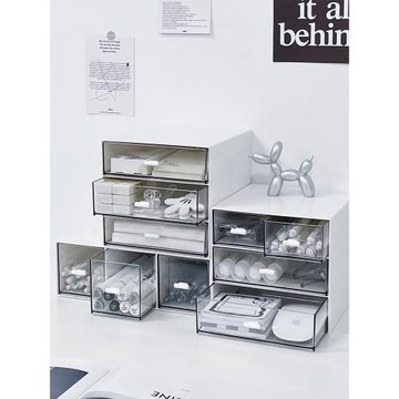 桌面亞克力抽屜式收納盒書桌辦公學習文具雜物可疊加置物架整理盒