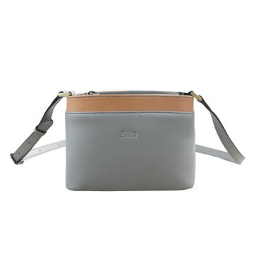 Sika小羊皮撞色斜背包F6285-09時尚灰