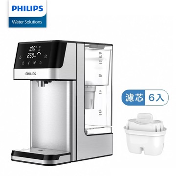 【Philips 飛利浦】2.2L免安裝瞬熱濾淨飲水機+濾芯6入
