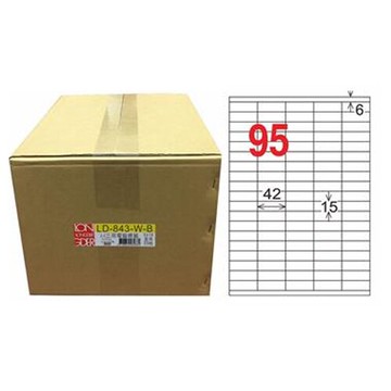 【龍德】A4三用電腦標籤 15x42mm 白色1000入 / 箱 LD-843-W-B