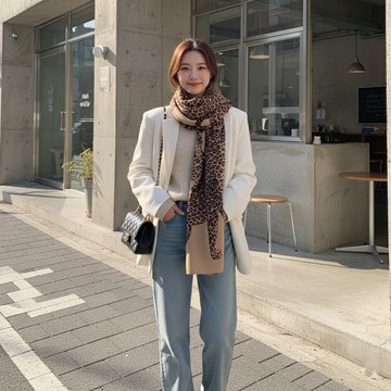 【梨花HaNA】特惠款 野性的優雅宣言  獵豹紋秋日圍巾披肩