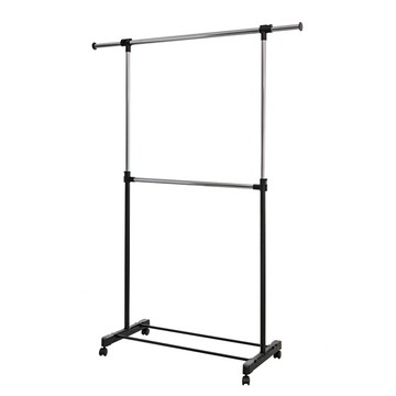 【H&R安室家】台製單桿雙層曬衣架 曬衣桿 掛衣架 HG61E