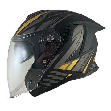 NIKKO N-560 預識者 消光黑灰黃 耳機曹 眼鏡溝 內墨鏡 全拆洗 加長鏡片 鴨尾設計 安全帽 半罩