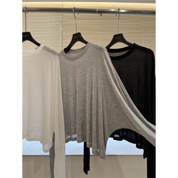 冰絲面膜防曬衣罩衫T恤女夏季蝙蝠袖寬松慵懶微透薄紗空調衫上衣