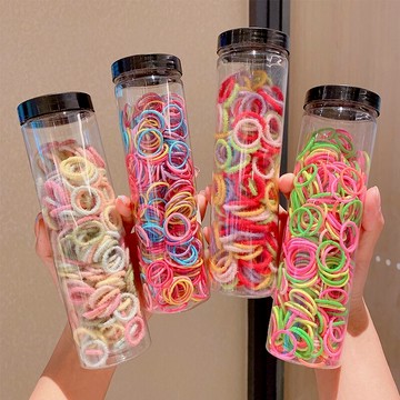 寶寶拇指發圈兒童超值300根限定款高彈力罐裝頭繩扎發橡皮筋