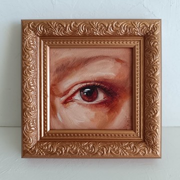 藝術家的眼睛 – 油畫原始自畫像細節圖 10*10 厘米